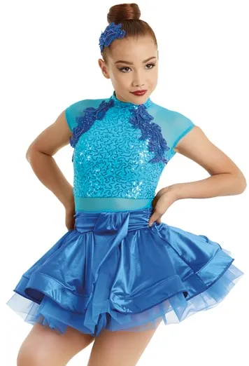 Double Blue Dress wanita elegan dengan sequin spandex Joy368