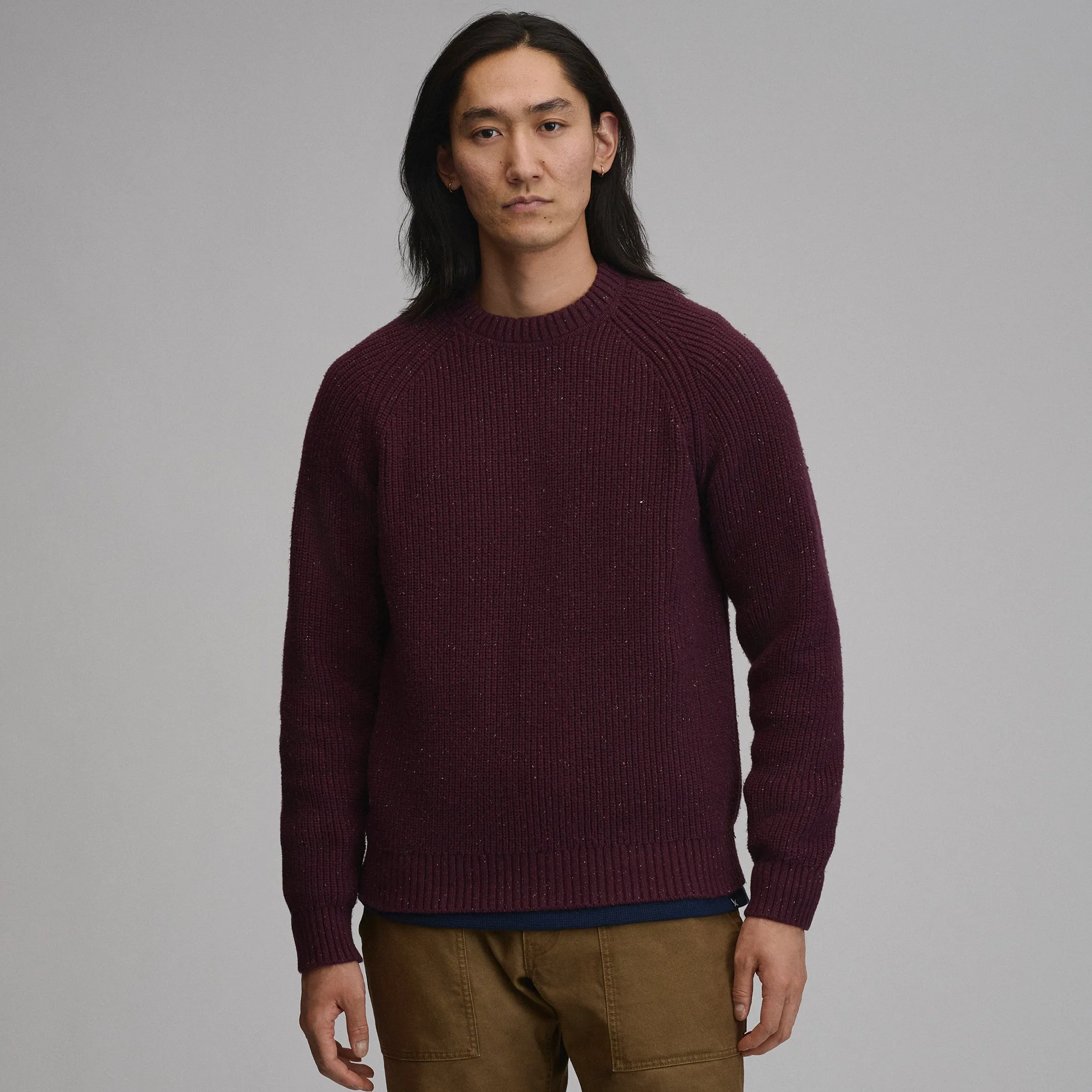 Fletcher Bay Crew Sweater pria warna Navy Heather di Joy368