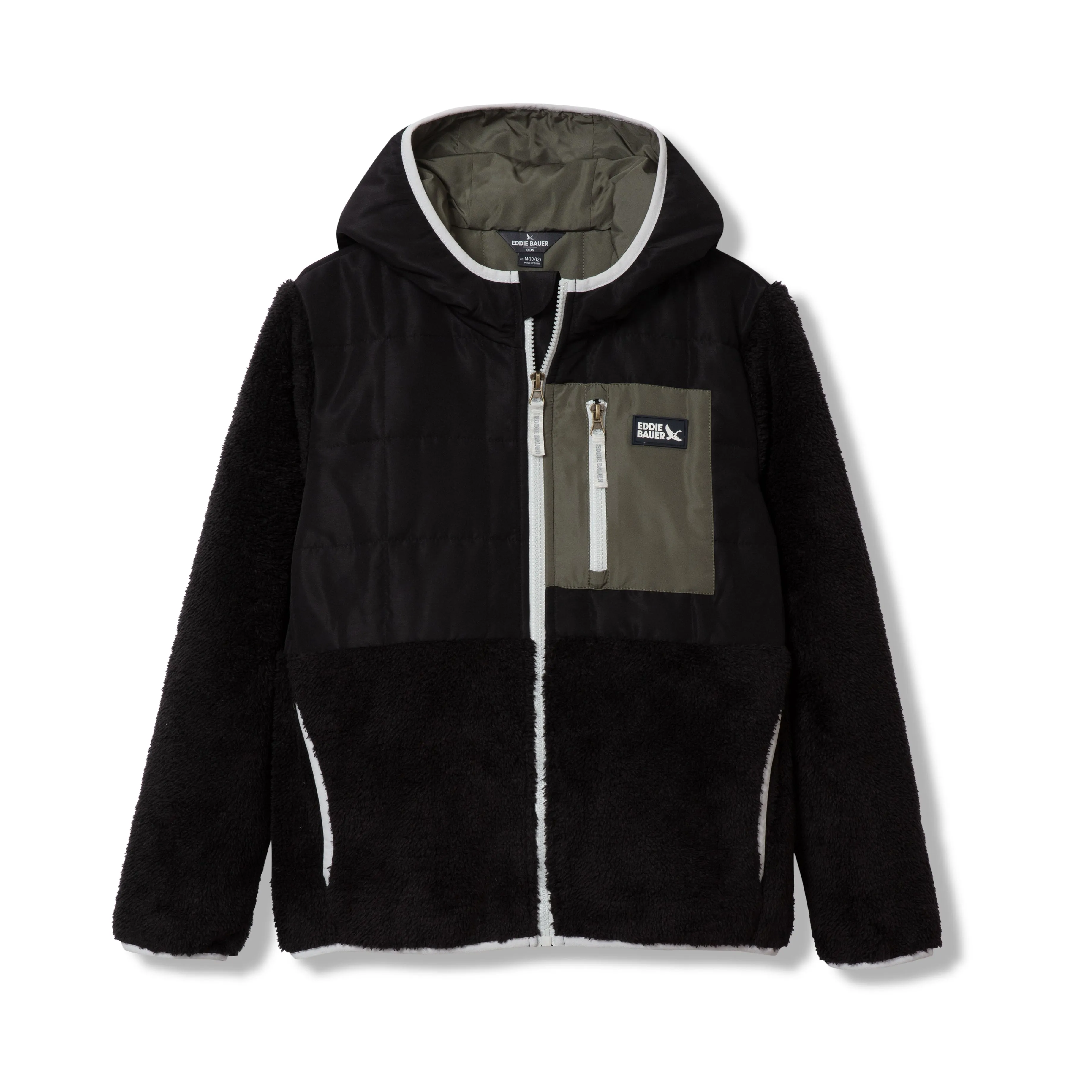 Jaket anak fleece mixed media hooded jacket hitam elegan dari Joy368