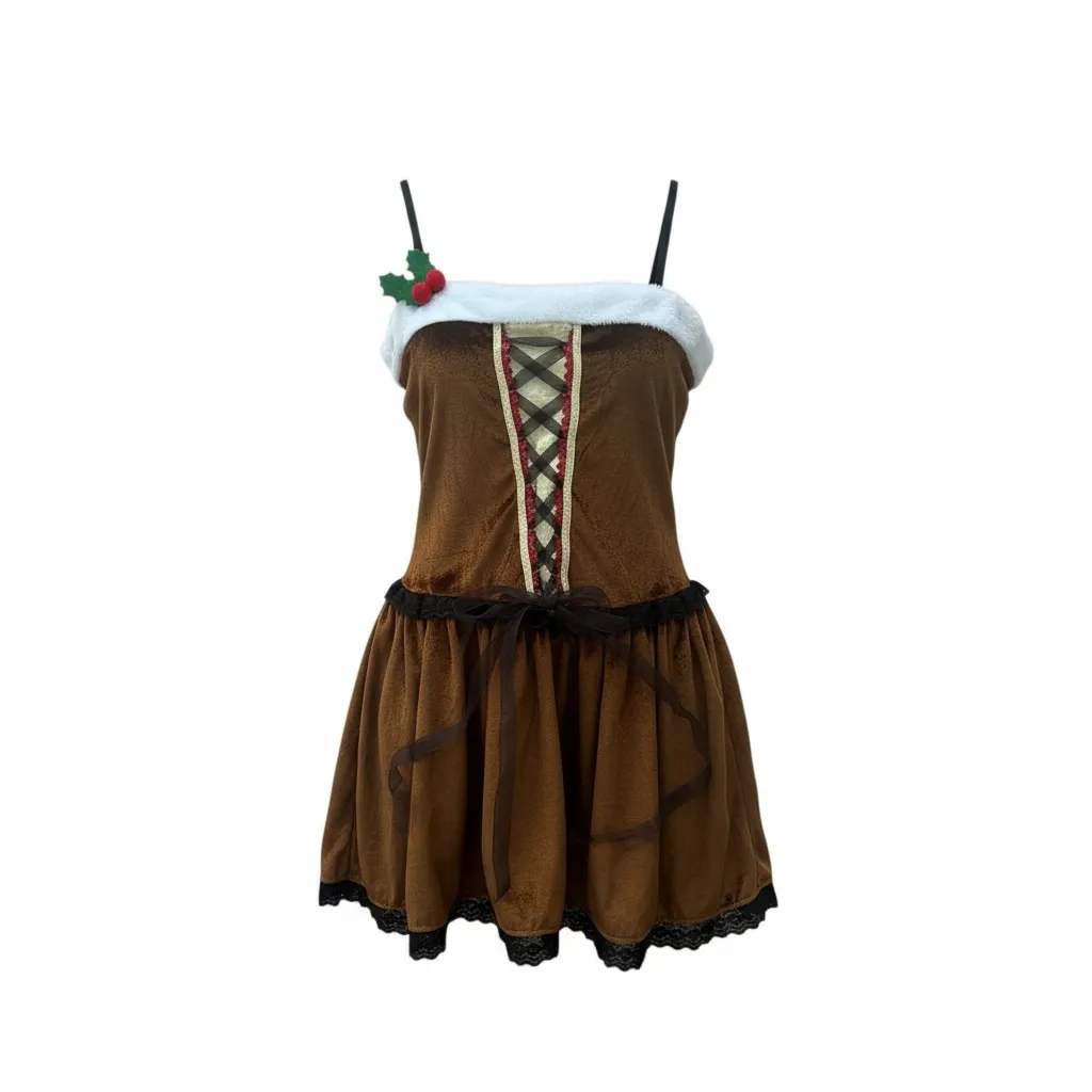 Reindeer Dress Natal elegan lengkap dengan choker dan bando di Joy368