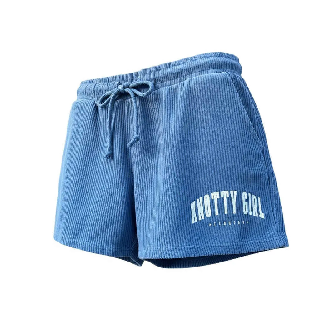 Ribbed Womens Shorts warna Denim Blue di Joy368
